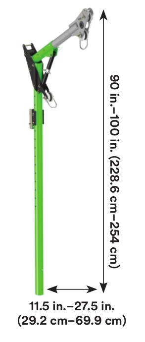 One-piece Davit Arm - Adjustable Offset Davit Mast - Telescoping arm reach of 11-1/2 in. to 27-1/2 in. - Adjustable vertical height of 90 in. to 100 in. - For confined space rescue, descent and retrieval - 3M DBI-SALA 8518384 image 0