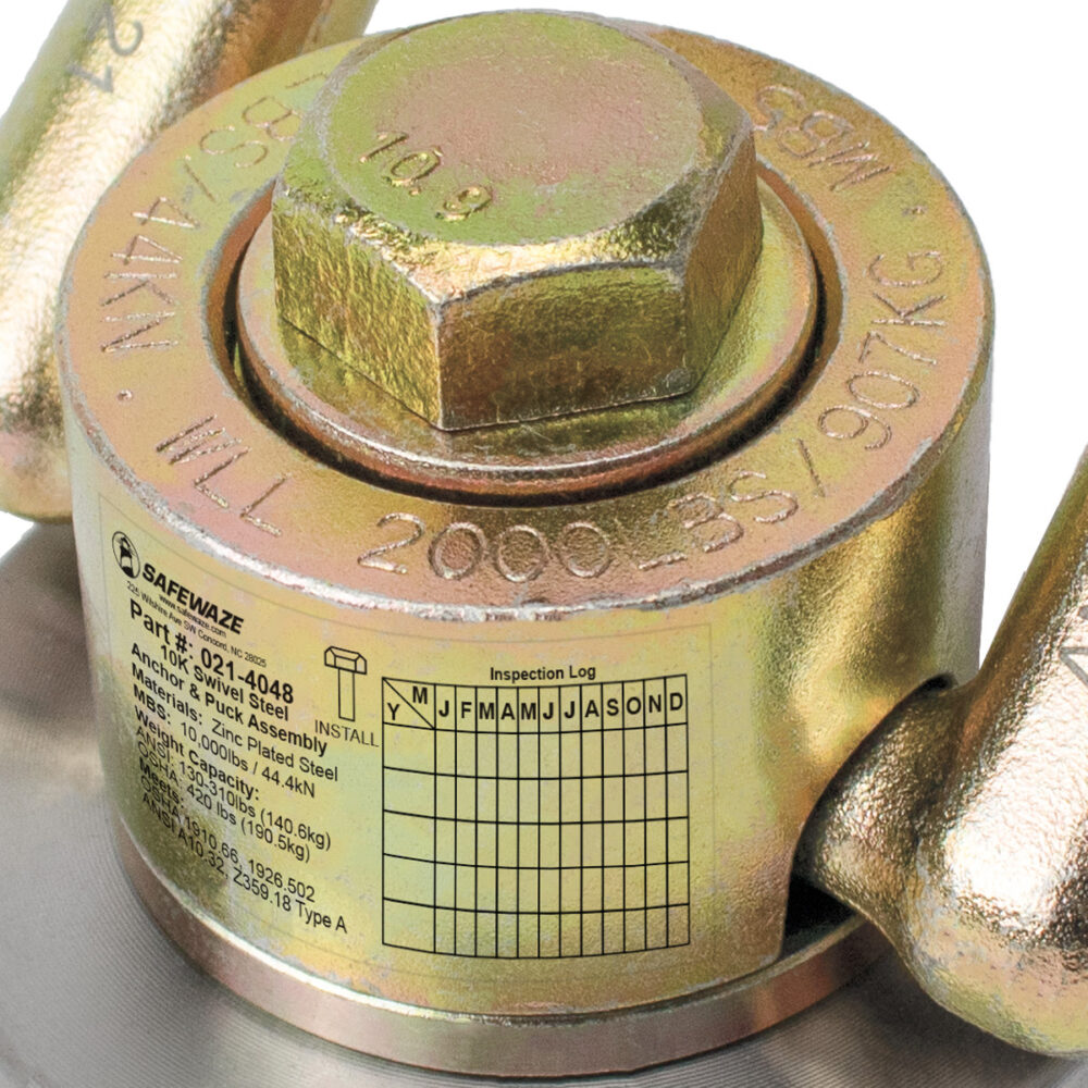 10K Swivel Steel Anchor & Puck Assembly - Safewaze image 1