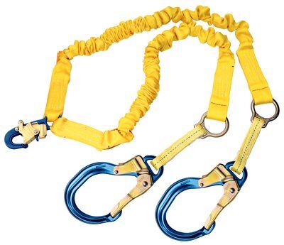 1244751 - ShockWave Lanyard w/ D-rings for SRL & Rescue, 6 ft. Twin Leg - Connections: Aluminum Snap Hook / Aluminum rebar hooks image 0
