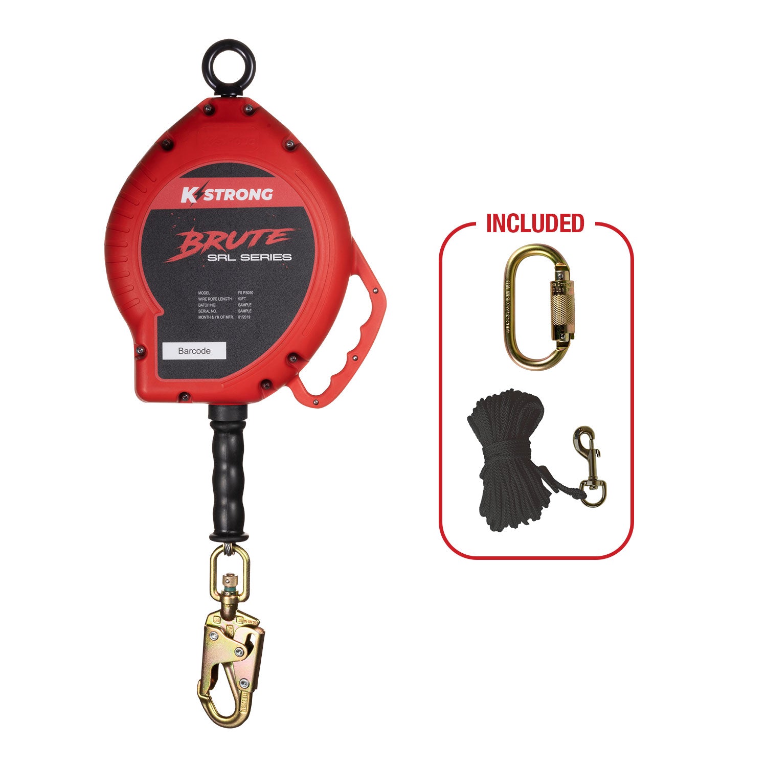 BRUTE 50 ft. Cable SRL with Snap Hook - KStrong UFS310050 image 0