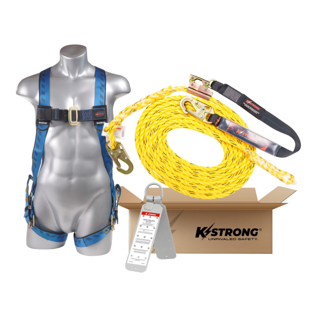 25 ft. Roofers Kit - Harness, rope, rope grab assembly, and reusable roof anchor - KStrong UFB501125 image 0