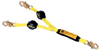 6ft. Twin-leg Retractable Lanyard - Steel snap hook at center and leg ends - Adjustable overall retraction length - Expands and contracts from 2.5ft. up to 6ft. in length - Soft-pack energy absorber - Impact indicator - 3M DBI-SALA 1241480 image 0