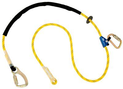 1234083 - Pole Climber's Adjustable Positioning Lanyard - For Electrical/Hot Work Use - Length: 8 ft. (2.4m) - Technora ROPE -  Connections: Aluminum Carabiner / Rope Adjuster &amp; Aluminum Carabiner image 0