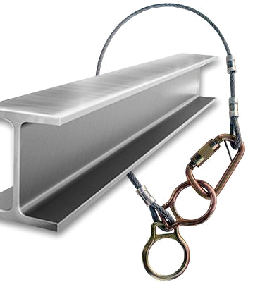 Tie-Off Adapter - Dual D-ring steel tie-off adapter - Easy to reposition - Saflok carabiner on one end - 7x19 galvanized steel cable tie-off adaptor - 3M PROTECTA