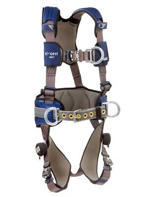 ExoFit NEX Construction Style Harness - Front, Back & Side D-rings - Belt  w/ Pad - Quick-connect