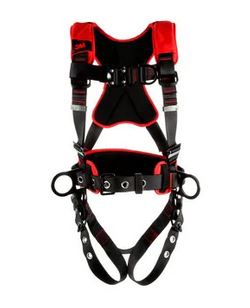 PROTECTA Construction-style Positioning/Climbing Harness – Front, back & side D-rings, Tongue-buckle leg straps