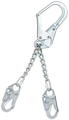 3M™ PROTECTA® PRO™ Chain Rebar/Positioning Lanyard 1350200, 1 EA - 22 in. (56cm) chain rebar assembly with steel rebar hook at center, snap hooks at leg ends.