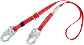 3M™ PROTECTA® PRO™ Adjustable Web Positioning Lanyard 1385301, 1 EA - 6 ft. (1.8m) single-leg with adjustable web and snap hooks at each end.