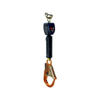 3M™ DBI-SALA® Nano-Lok™ Quick Connect Self Retracting Lifeline, Web 3101227, 1 EA - 6 ft. (1.8m) of 3/4" (19mm) Dyneema® fiber and polyester web and aluminum rebar hook on leg end, speed connector for harness mounting.