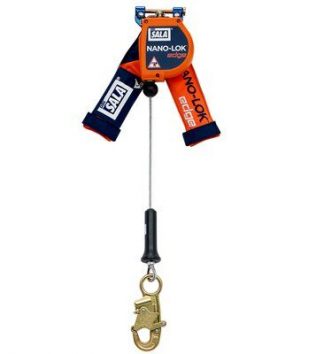 3M™ DBI-SALA® Nano-Lok™ edge Quick Connect Self Retracting Lifeline - Cable 3500210, Orange, 8 ft. (2.4 m), 1 EA - 8 ft. (2.4m) lifeline with 3/16" (5mm) galvanized steel wire rope and snap hook, quick connector for harness mounting.