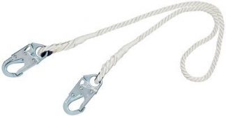 3M™ PROTECTA® PRO™ Rope Positioning Lanyard 1385501, 1 EA - 6 ft. (1.8m) nylon rope single-leg with snap hooks at each end.