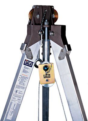 Confined space pulley with deten pin attaches to 8000000 series tripod eye bolt and routes winch/SRL lifeline up to 1/4 in. (6.3 mm) diameter. - 3M™ DBI-SALA® Confined Space Tripod Pulley 8003205, 1 EA