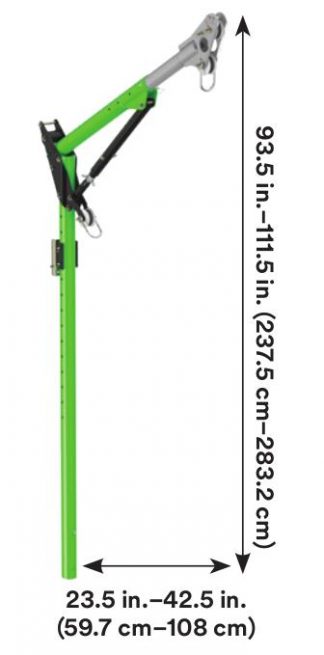 3M™ DBI-SALA® Confined Space One-Piece Adjustable Offset Davit Mast 8518387, 1 EA - One-piece 23-1/2 in. to 42-1/2 in. (59.7 to 108 cm) adjustable offset davit mast with 93.5 in. to 111.5 in. (237.5 to 282.2 cm) anchor point height.