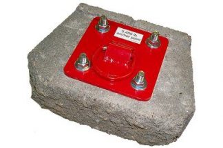 D-ring anchorage plate for concrete or steel with D-ring and four concrete insert bolts